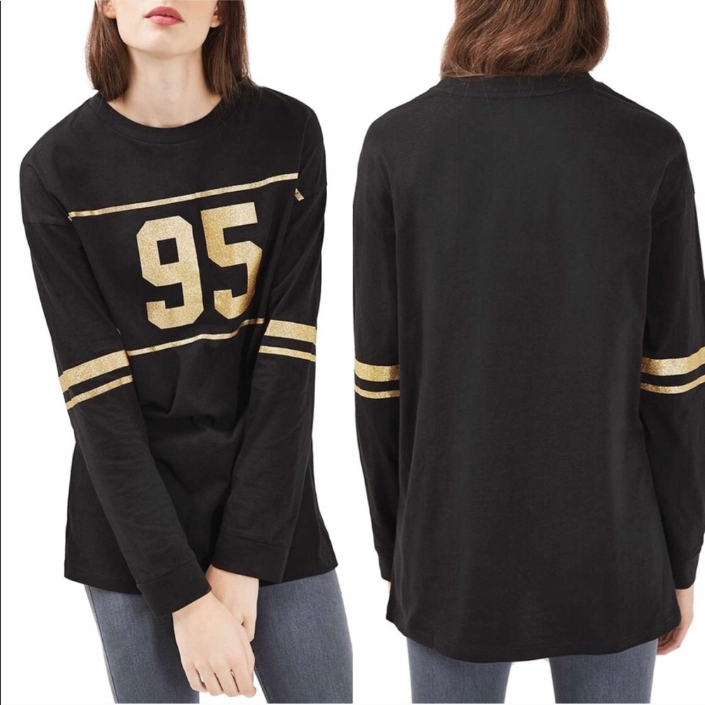 Gold Glitter 95 Oversized Long Sleeve Tee